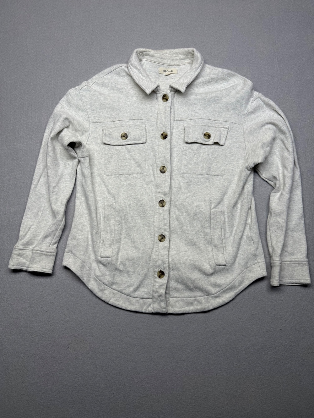 Madewell Button-Up Shirt Jacket Women XS Light Gray
